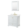 Custom image for White with Brushed Gold Trim / Carrara Cultured Marble, Rectangular Sink / Medicine Cabinet