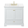 Custom image for White with Brushed Gold Trim / Carrara Cultured Marble, Rectangular Sink / No Mirror