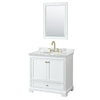 Custom image for White with Brushed Gold Trim / White Carrara Marble, Oval Sink / 24