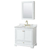 Custom image for White with Brushed Gold Trim / White Carrara Marble, Oval Sink / Medicine Cabinet