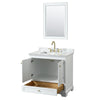 Custom image for White with Brushed Gold Trim / White Carrara Marble, Rectangular Sink / 24