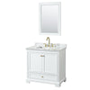 Custom image for White with Brushed Gold Trim / White Carrara Marble, Rectangular Sink / 24