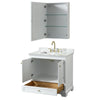 Custom image for White with Brushed Gold Trim / White Carrara Marble, Rectangular Sink / Medicine Cabinet