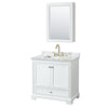 Custom image for White with Brushed Gold Trim / White Carrara Marble, Rectangular Sink / Medicine Cabinet