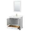 Custom image for White with Brushed Gold Trim / Giotto Quartz, Rectangular Sink / 24