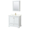 Custom image for White with Brushed Gold Trim / Giotto Quartz, Rectangular Sink / Medicine Cabinet