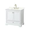 Custom image for White with Brushed Gold Trim / Giotto Quartz, Rectangular Sink / No Mirror