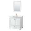 Custom image for White with Brushed Gold Trim / White Cultured Marble, Rectangular Sink / 24