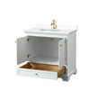 Custom image for White with Brushed Gold Trim / White Cultured Marble, Rectangular Sink / No Mirror