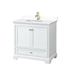 Custom image for White with Brushed Gold Trim / White Cultured Marble, Rectangular Sink / No Mirror
