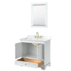 Custom image for White with Brushed Gold Trim / White Cultured Marble, Rectangular Sink / 24