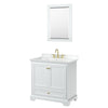 Custom image for White with Brushed Gold Trim / White Cultured Marble, Rectangular Sink / 24
