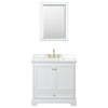 Custom image for White with Brushed Gold Trim / White Cultured Marble, Rectangular Sink / Medicine Cabinet