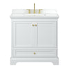Custom image for White with Brushed Gold Trim / White Cultured Marble, Rectangular Sink / No Mirror