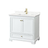 Custom image for White with Brushed Gold Trim / White Quartz, Rectangular Sink / No Mirror