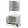 Custom image for White with Brushed Gold Trim / White Quartz, Rectangular Sink / Medicine Cabinet
