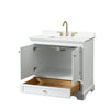 Custom image for White with Brushed Gold Trim / White Quartz, Rectangular Sink / No Mirror