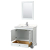 Custom image for White with Polished Chrome Trim / Carrara Cultured Marble, Rectangular Sink / 24