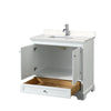 Custom image for White with Polished Chrome Trim / Carrara Cultured Marble, Rectangular Sink / No Mirror