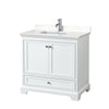 Custom image for White with Polished Chrome Trim / Carrara Cultured Marble, Rectangular Sink / No Mirror