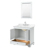 Custom image for White with Polished Chrome Trim / Carrara Cultured Marble, Rectangular Sink / 24