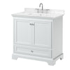 Custom image for White with Polished Chrome Trim / Carrara Cultured Marble, Rectangular Sink / No Mirror
