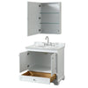 Custom image for White with Polished Chrome Trim / White Carrara Marble, Oval Sink / Medicine Cabinet