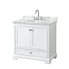 Custom image for White with Polished Chrome Trim / White Carrara Marble, Oval Sink / No Mirror