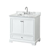 Custom image for White with Polished Chrome Trim / White Carrara Marble, Rectangular Sink / No Mirror