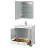 Custom image for White with Polished Chrome Trim / White Cultured Marble, Rectangular Sink / Medicine Cabinet