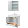 Custom image for White with Polished Chrome Trim / White Cultured Marble, Rectangular Sink / Medicine Cabinet