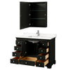 Custom image for Dark Espresso with Polished Chrome Trim / White Quartz, Rectangular Sink / Medicine Cabinet