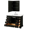 Custom image for Dark Espresso with Polished Chrome Trim / White Quartz, Rectangular Sink / Medicine Cabinet