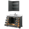 Custom image for Dark Gray with Matte Black Trim / Carrara Cultured Marble, Rectangular Sink / Medicine Cabinet