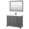 Custom image for Dark Gray with Matte Black Trim / White Cultured Marble, Rectangular Sink / 46