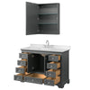 Custom image for Dark Gray with Polished Chrome Trim / Carrara Cultured Marble, Rectangular Sink / Medicine Cabinet