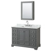 Custom image for Dark Gray with Polished Chrome Trim / White Carrara Marble, Rectangular Sink / Medicine Cabinet