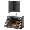 Custom image for Dark Gray with Polished Chrome Trim / White Cultured Marble, Rectangular Sink / Medicine Cabinet
