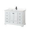 Custom image for White with Matte Black Trim / Carrara Cultured Marble, Rectangular Sink / No Mirror