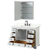 Custom image for White with Matte Black Trim / Giotto Quartz, Rectangular Sink / Medicine Cabinet