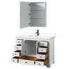 Custom image for White with Matte Black Trim / White Cultured Marble, Rectangular Sink / Medicine Cabinet
