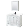 Custom image for White with Matte Black Trim / White Cultured Marble, Rectangular Sink / Medicine Cabinet