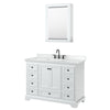 Custom image for White with Matte Black Trim / White Cultured Marble, Rectangular Sink / Medicine Cabinet