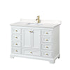 Custom image for White with Brushed Gold Trim / Carrara Cultured Marble, Rectangular Sink / No Mirror