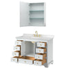 Custom image for White with Brushed Gold Trim / Carrara Cultured Marble, Rectangular Sink / Medicine Cabinet