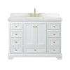 Custom image for White with Brushed Gold Trim / Carrara Cultured Marble, Rectangular Sink / No Mirror
