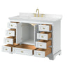 Custom image for White with Brushed Gold Trim / Carrara Cultured Marble, Rectangular Sink / No Mirror
