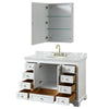 Custom image for White with Brushed Gold Trim / White Carrara Marble, Oval Sink / Medicine Cabinet