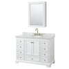 Custom image for White with Brushed Gold Trim / White Carrara Marble, Oval Sink / Medicine Cabinet