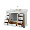 Custom image for White with Brushed Gold Trim / White Carrara Marble, Rectangular Sink / No Mirror